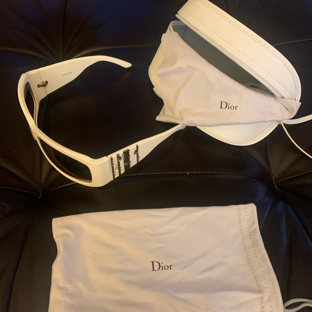Christian Dior White/Gold Diorrain 2 with Swarovski Crystals Sunglasses - Picture 4 of 6